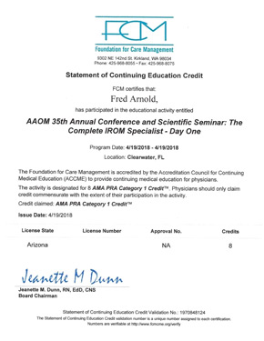 AAOM 35th Annual Seminar Certification