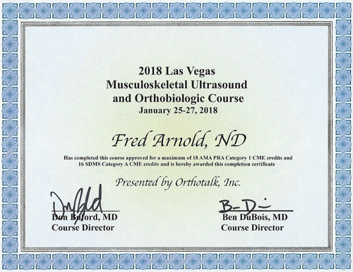 Musculoskeletal Ultrasound Conference 2018 Certificate