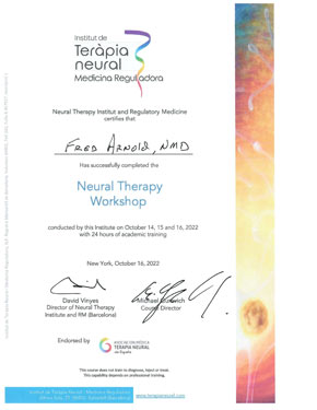 Neural Therapy Workshop Certificate
